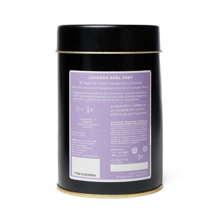 Earl Grey Lavanda - Té negro de Ceylon, bergamota y lavanda - lata 80gr - atras