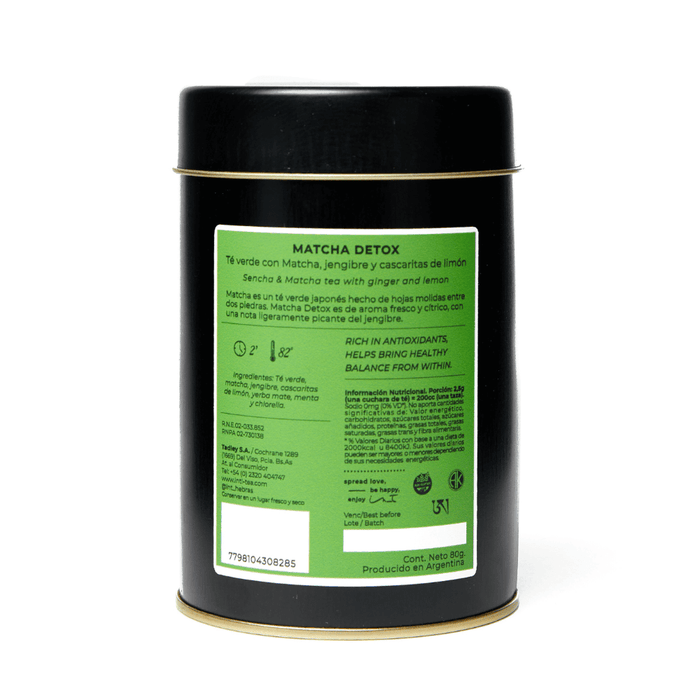 Matcha Detox - Té Verde con Matcha, Jengibre y Cascaritas de Limón - lata 80gr - atras