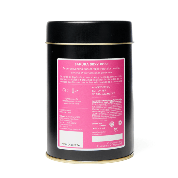 Sakura Sexy Rose - Té verde Sencha con cerezas y pétalos de rosa - lata 80gr - atras