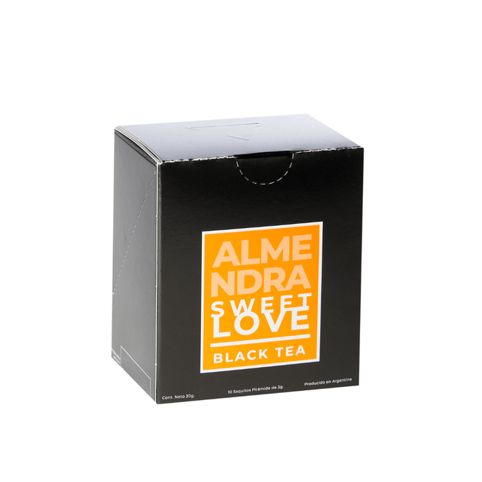 Almendra Sweet Love - Té Negro con Almendras, Vainilla y Miel - 10 piramides - caja - adelante