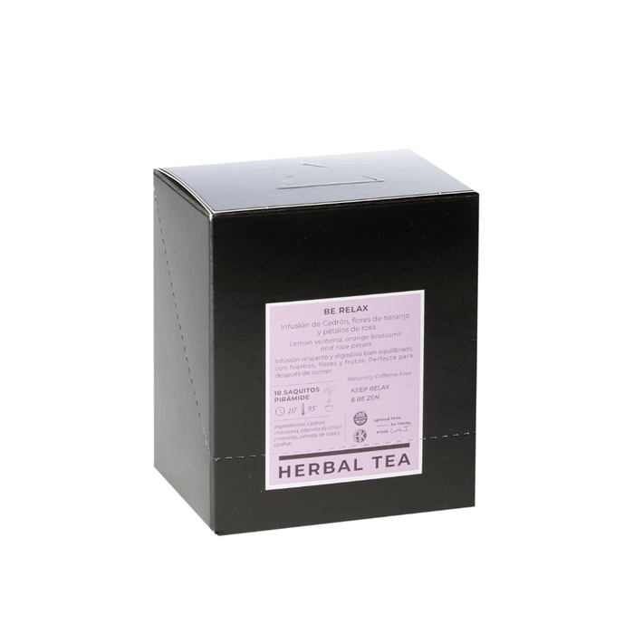 Be Relax - Infusión de Cedrón, flores de naranjo y pétalos de rosa - 10 piramides - caja - atras