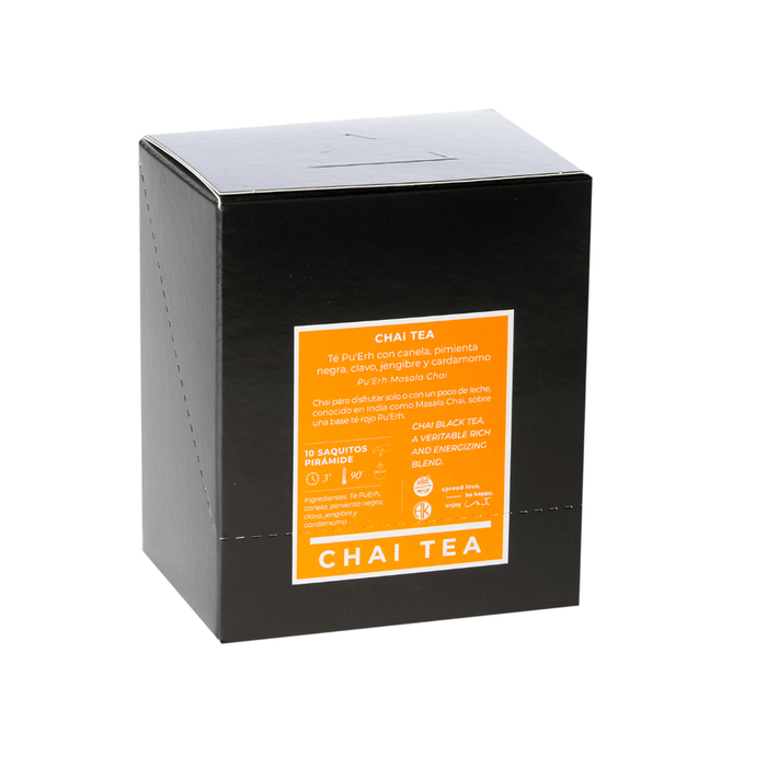 Buena Vibra Chai - Té negro con canela, jengibre y cardamomo - 10 piramides - caja - atras