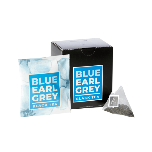 Blue Earl Grey - Té de Ceylon orgánico con bergamota - 10 piramides - caja - sobre - saquito